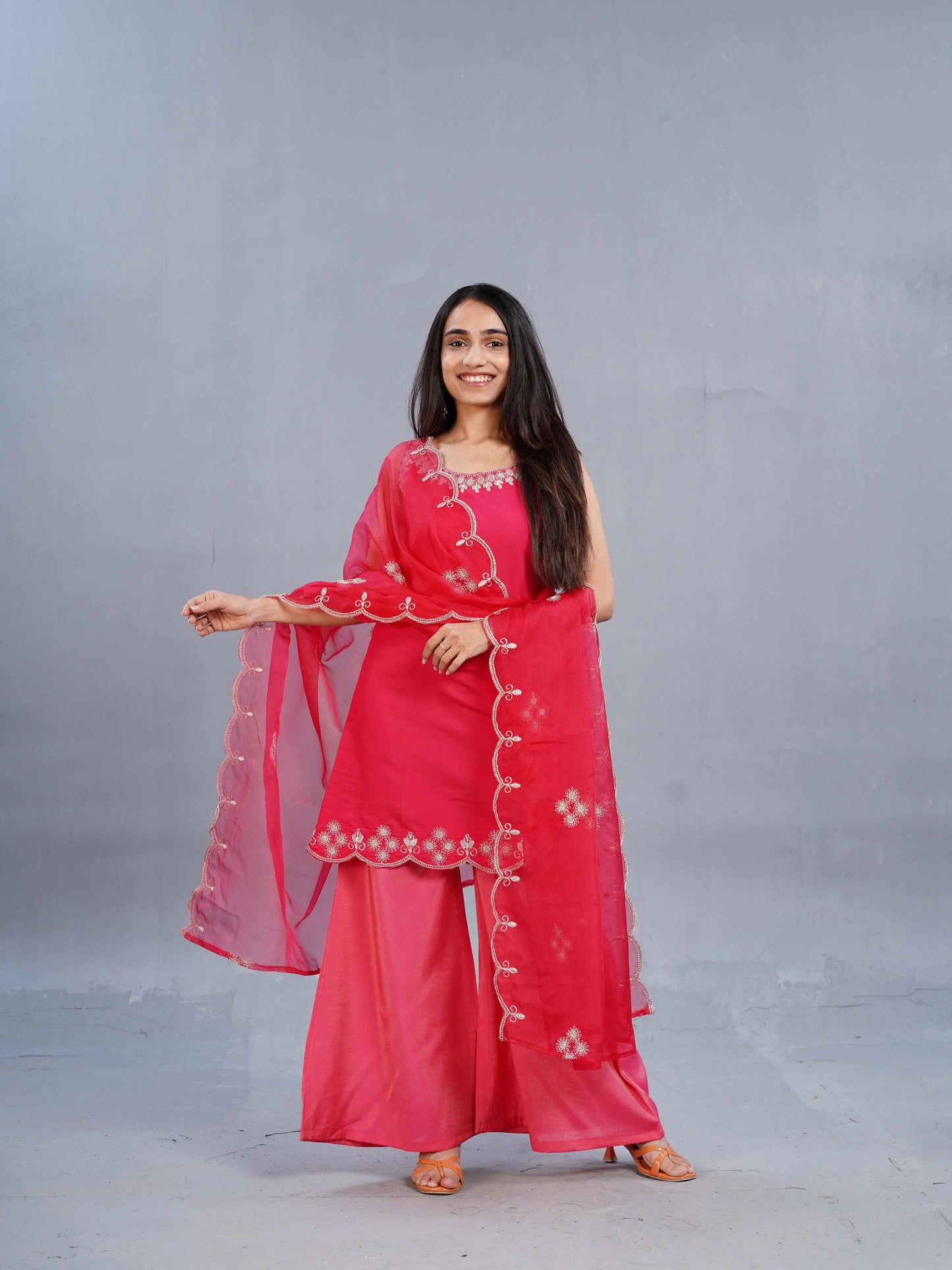 Halter Pink  neck short kurta with pants