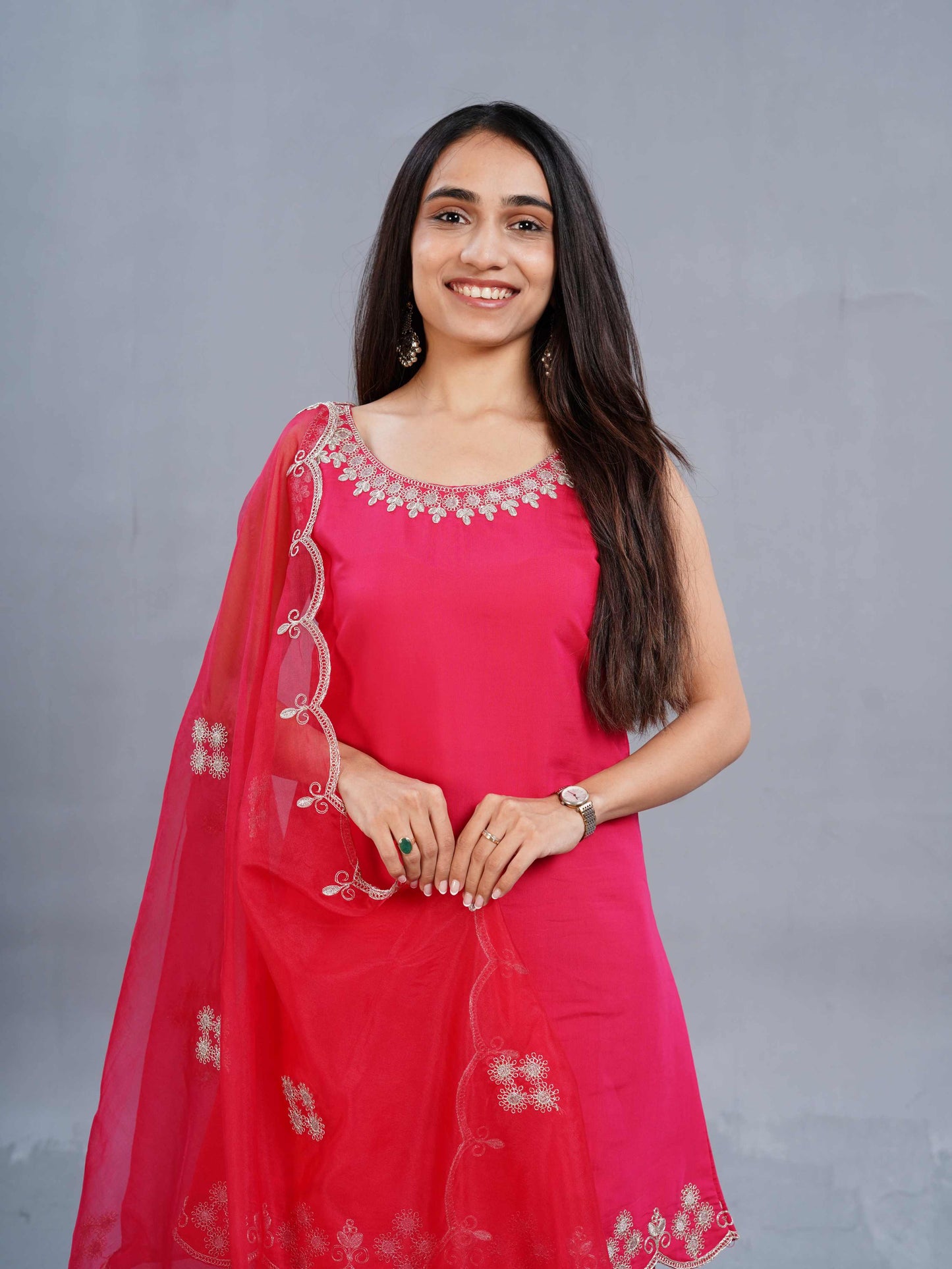 Halter Pink  neck short kurta with pants