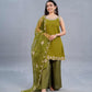 Halter Green neck short kurta with pants