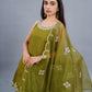 Halter Green neck short kurta with pants