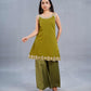 Halter Green neck short kurta with pants
