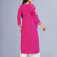 Inaya Pink Floral Embroidered Straight Kurta