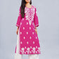 Inaya Pink Floral Embroidered Straight Kurta