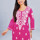 Inaya Pink Floral Embroidered Straight Kurta