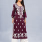 Inaya Maroon Floral Embroidered Straight Kurta