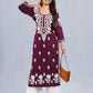 Inaya Maroon Floral Embroidered Straight Kurta