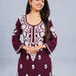Inaya Maroon Floral Embroidered Straight Kurta