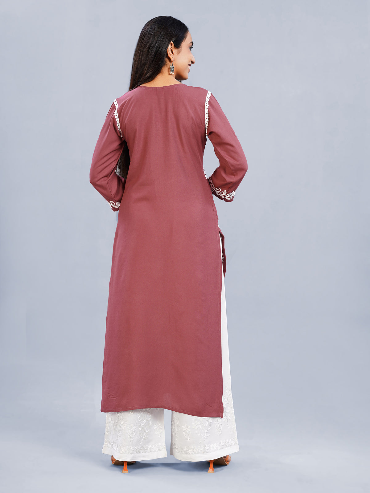 Nayra Maroon Floral Embroidered Kurta Set