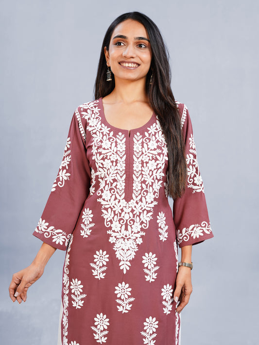 Nayra Maroon Floral Embroidered Kurta Set