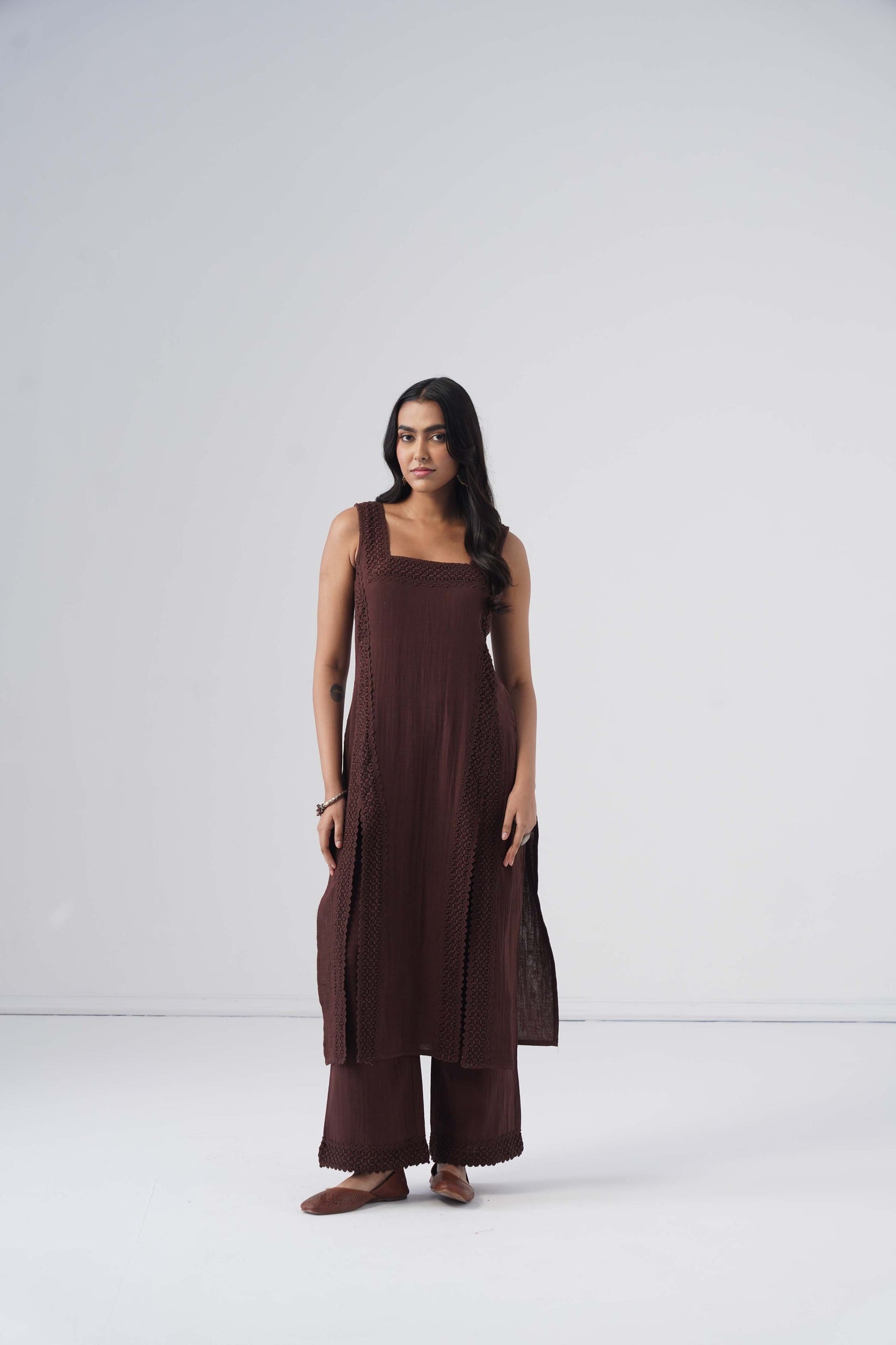 Zeeva Chocolate Brown 3 Piece Kurta Set