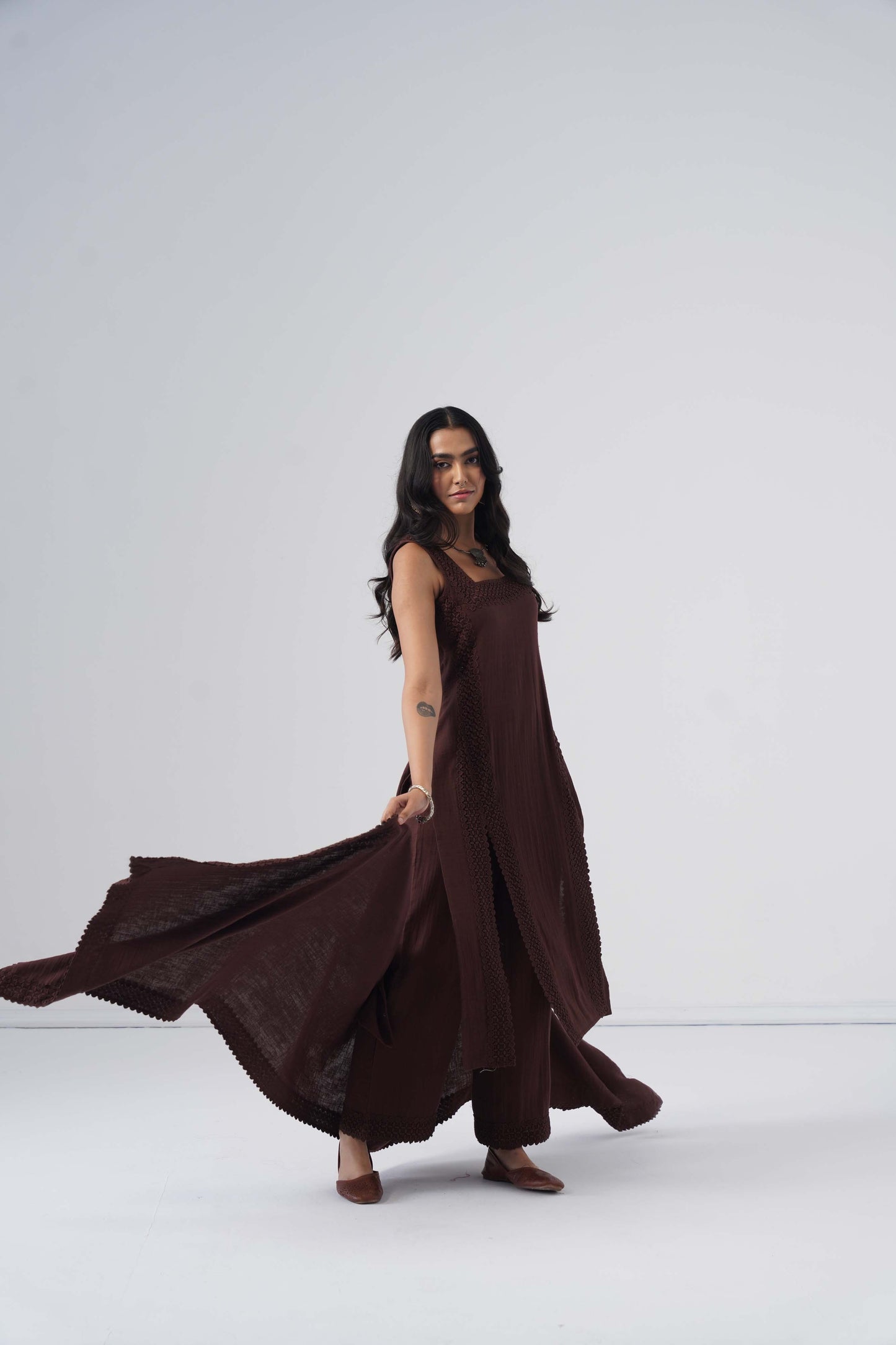 Zeeva Chocolate Brown 3 Piece Kurta Set