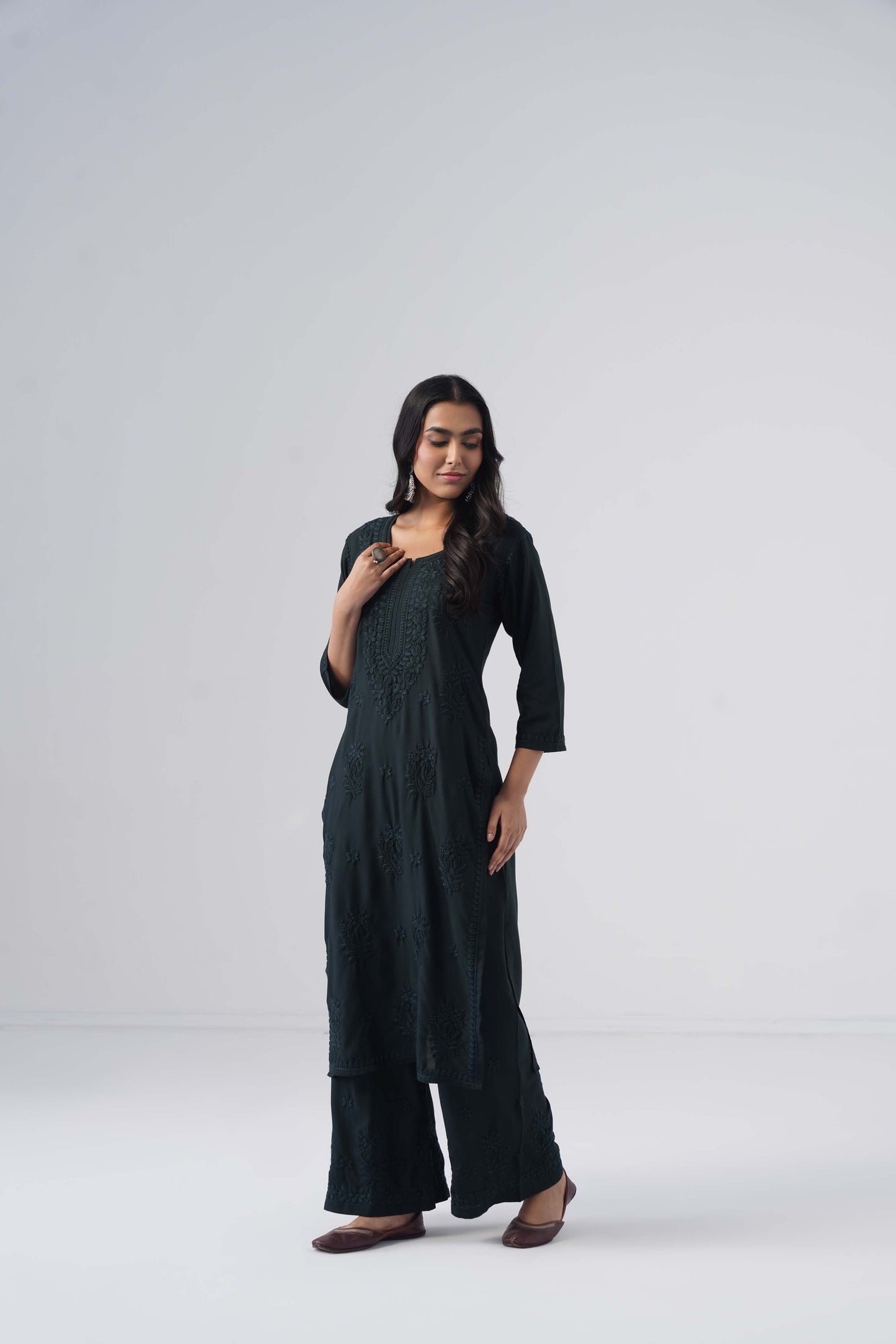 Maahi black Rayon Kurta Pant set