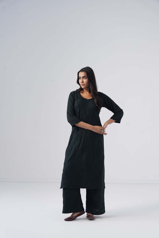 Maahi black Rayon Kurta Pant set