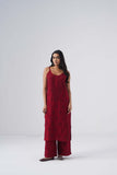 Nayab Maroon Noodle Strap 2 Piece Kurta set
