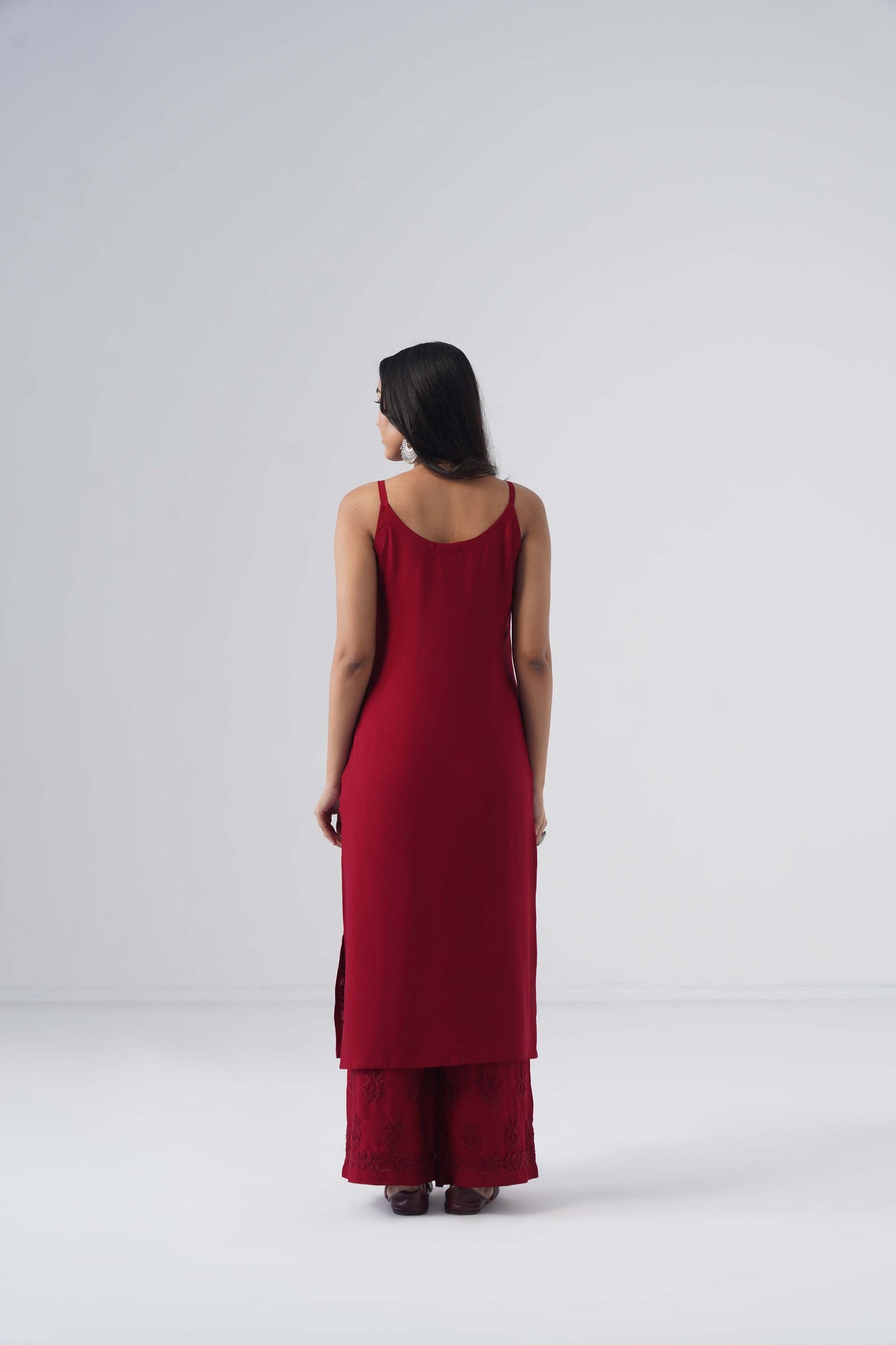 Nayab Maroon Noodle Strap 2 Piece Kurta set