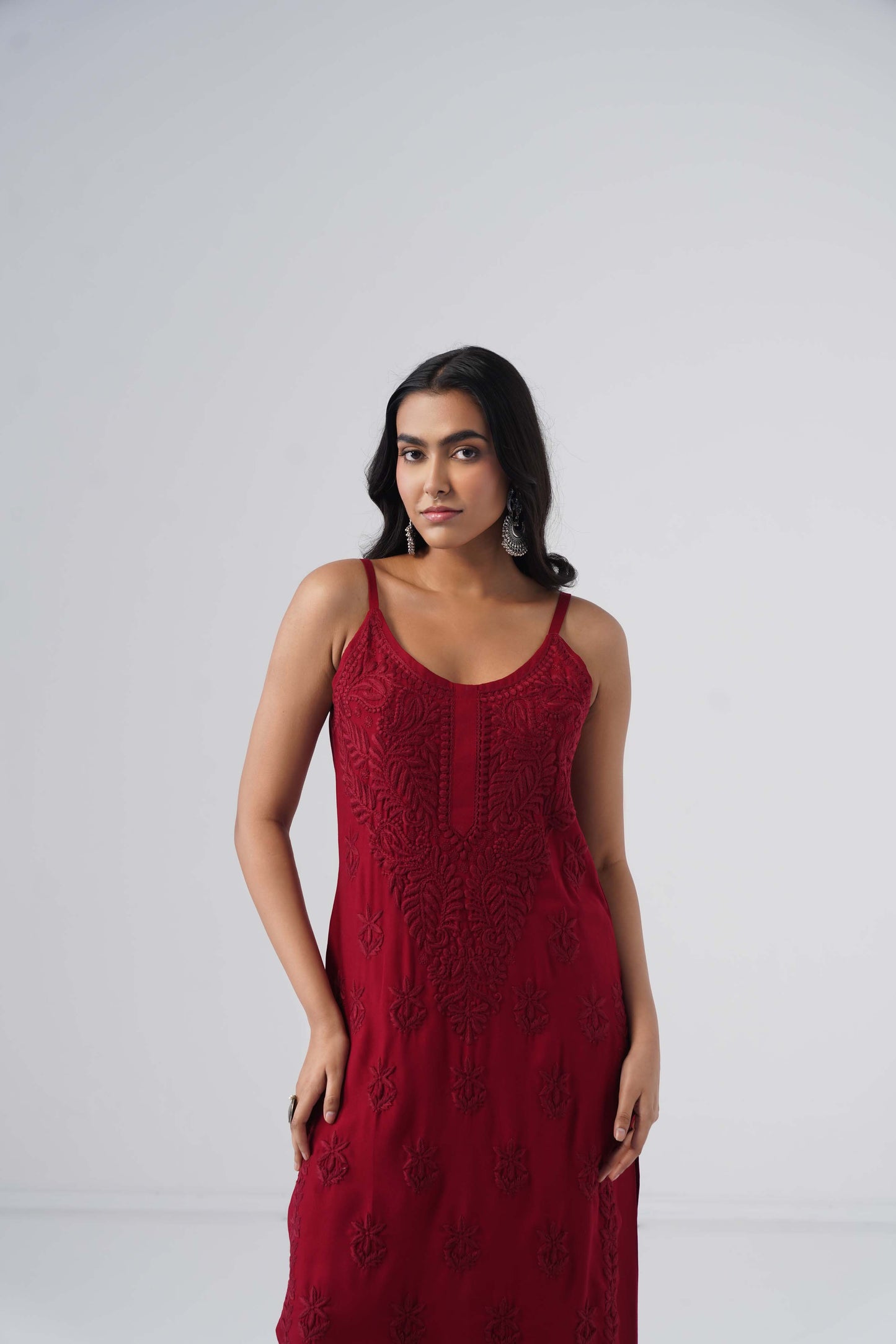 Nayab Maroon Noodle Strap 2 Piece Kurta set