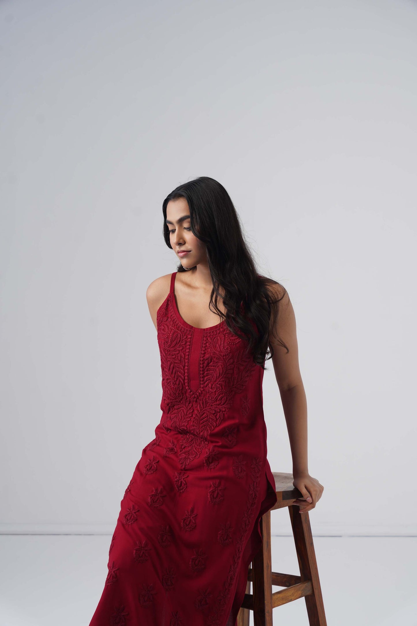 Nayab Maroon Noodle Strap 2 Piece Kurta set