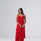Nayab Red Noodle Strap 2 Piece Kurta set