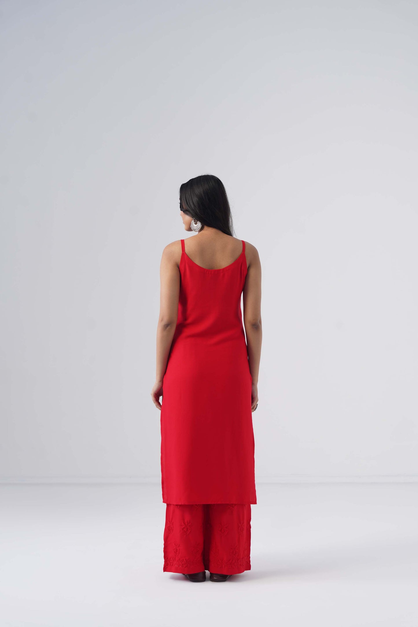 Nayab Red Noodle Strap 2 Piece Kurta set