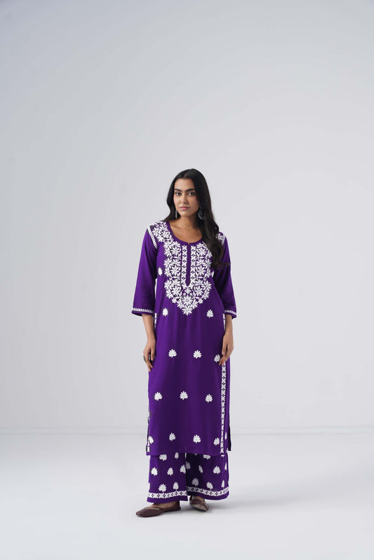 Heer Purple Rayon Kurta Palazzo set