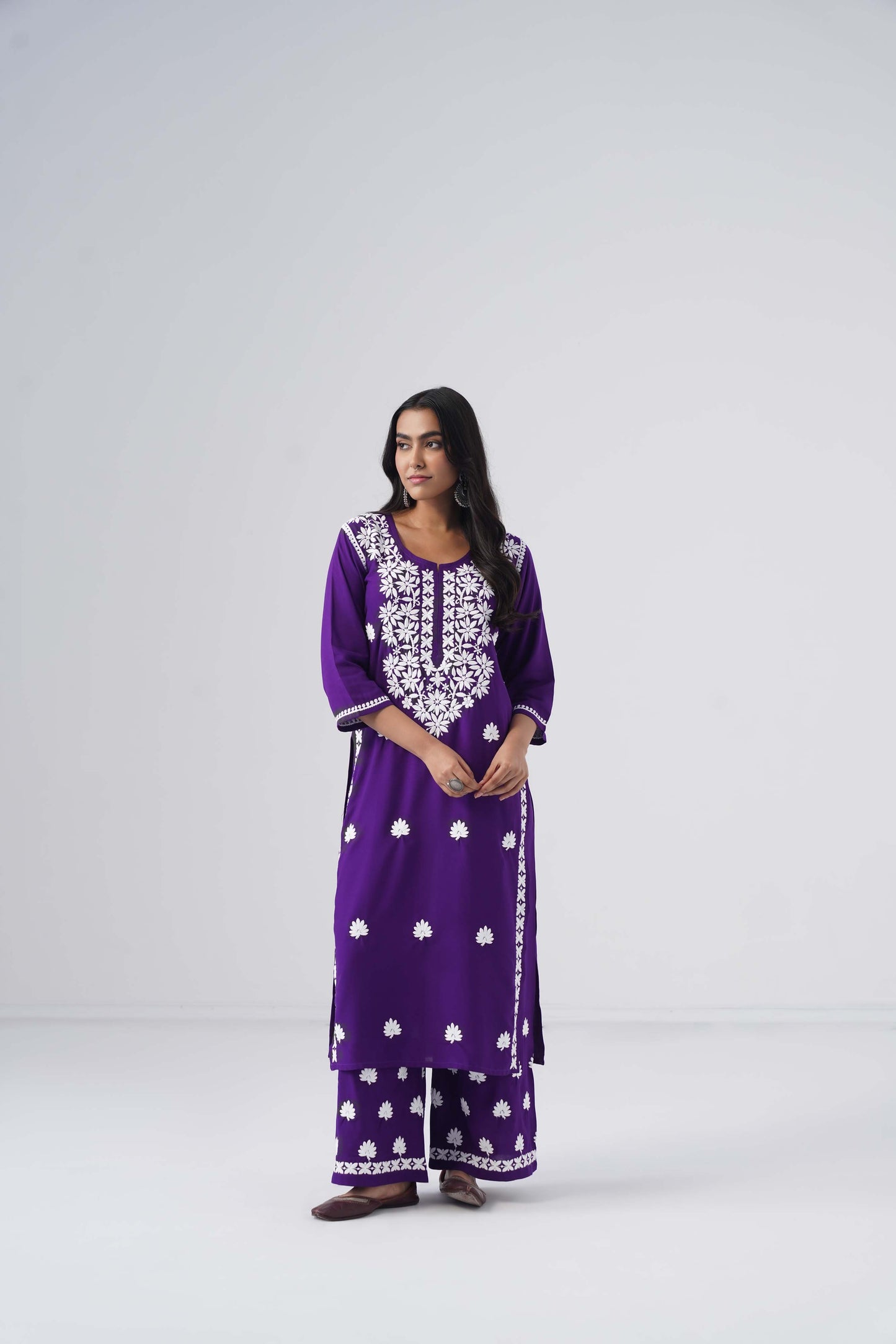 Heer Purple Rayon Kurta Palazzo set