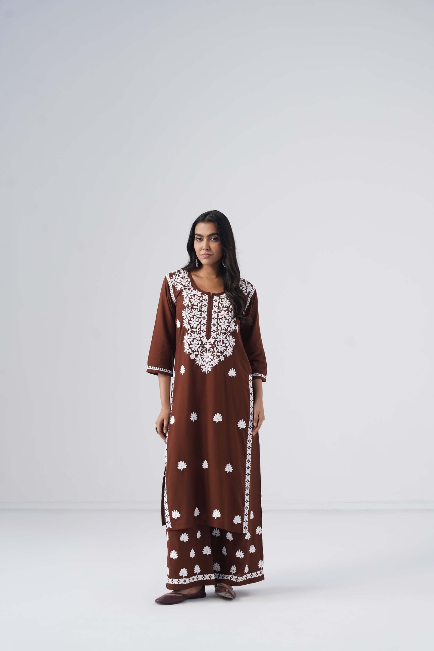 Heer brown Rayon Kurta Palazzo set