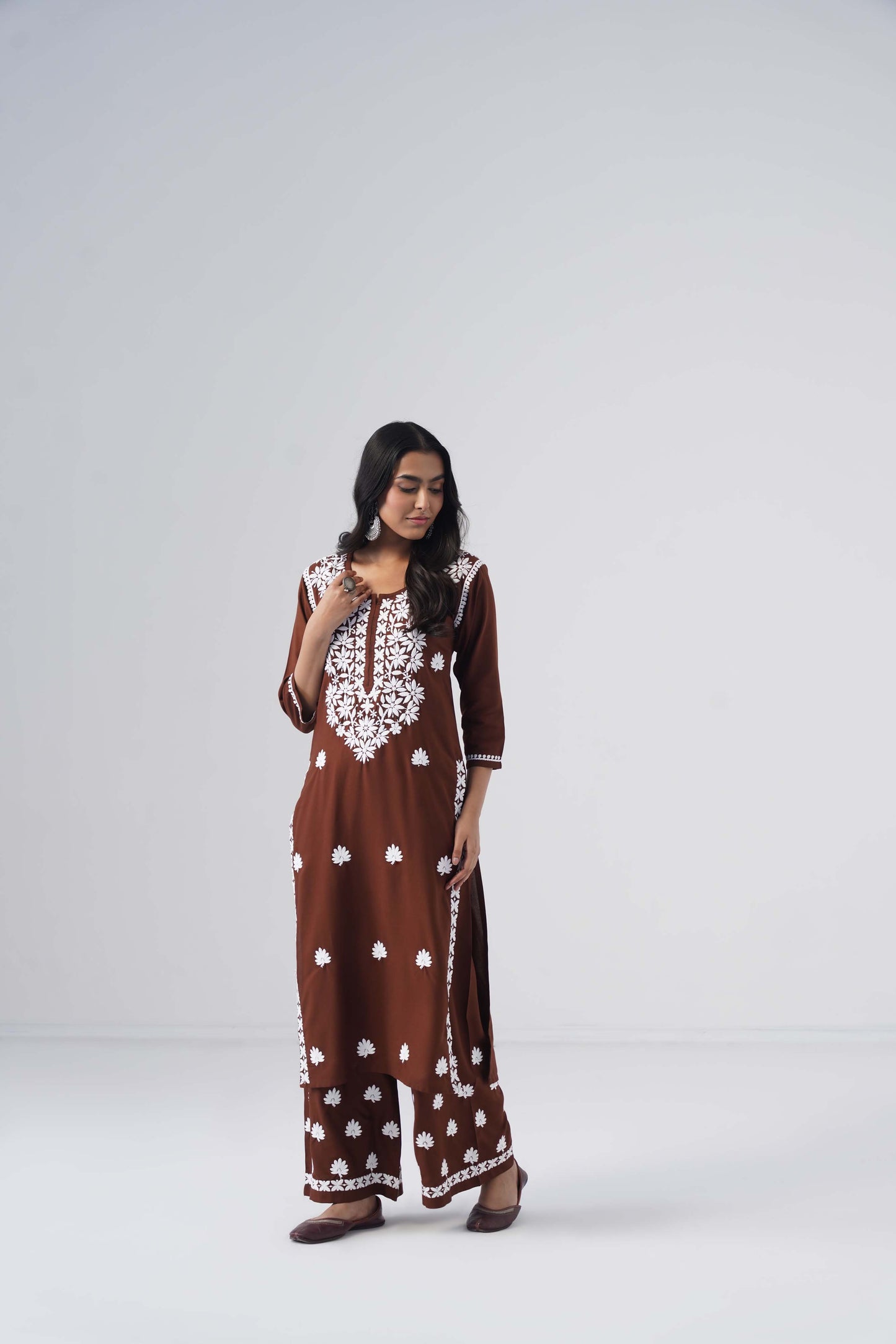 Heer brown Rayon Kurta Palazzo set