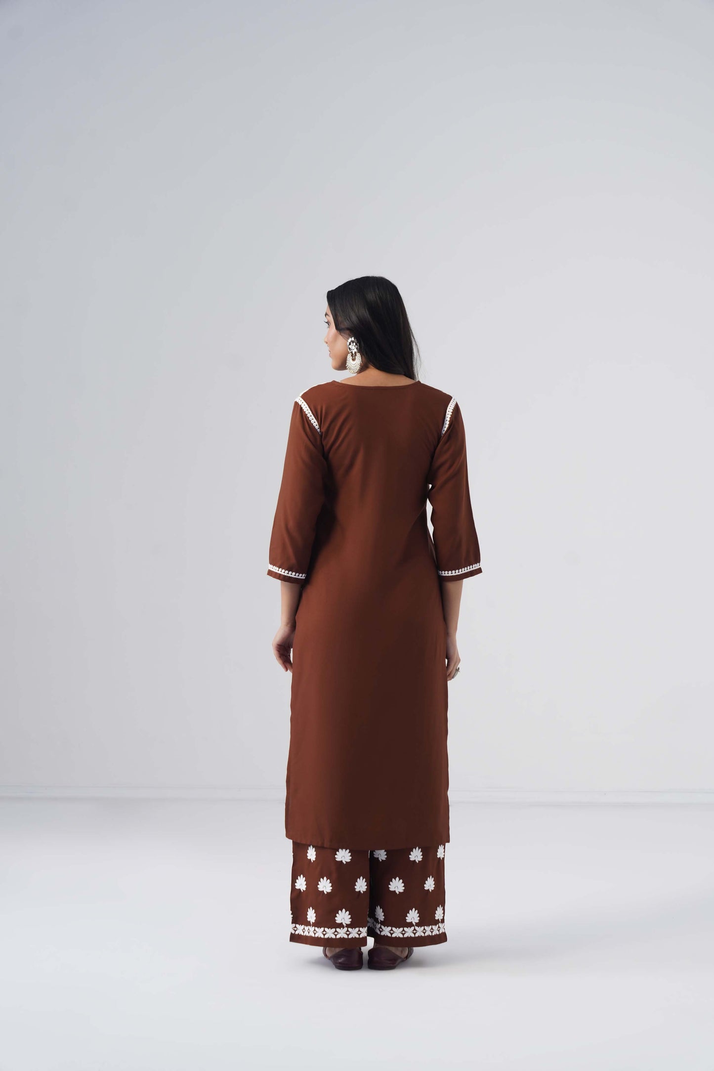 Heer brown Rayon Kurta Palazzo set