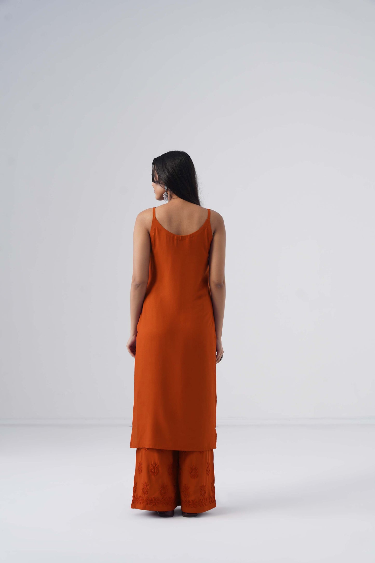 Nayab Rust Noodle Strap 2 Piece Kurta set