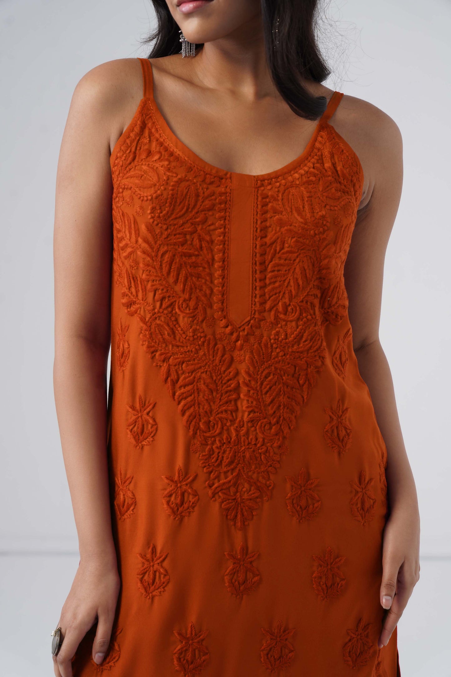 Nayab Rust Noodle Strap 2 Piece Kurta set
