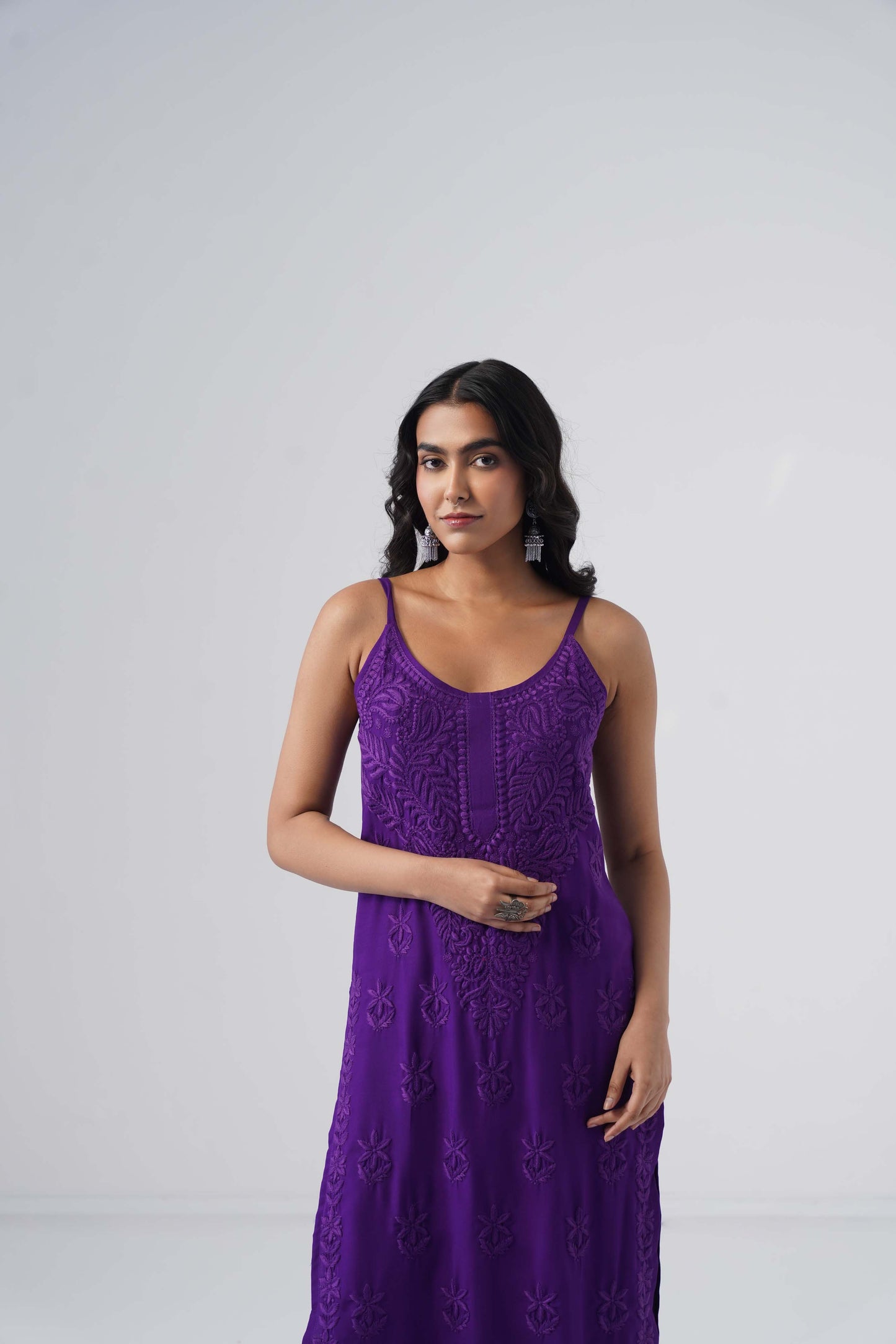 Nayab Purple Noodle Strap 2 Piece Kurta set