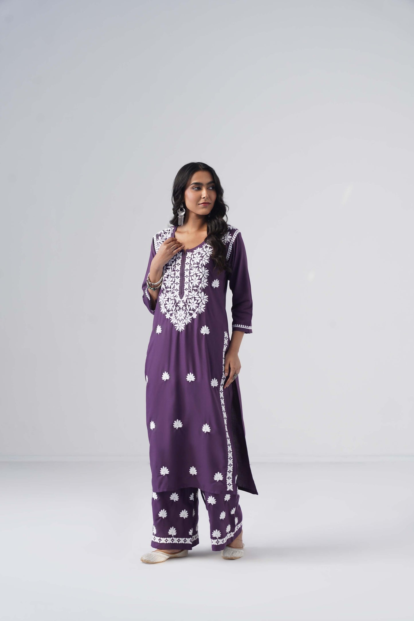Heer dusty purple Rayon Kurta Palazzo set