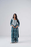 Heer teal green Rayon Kurta Palazzo set