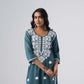 Heer teal green Rayon Kurta Palazzo set