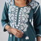 Heer teal green Rayon Kurta Palazzo set