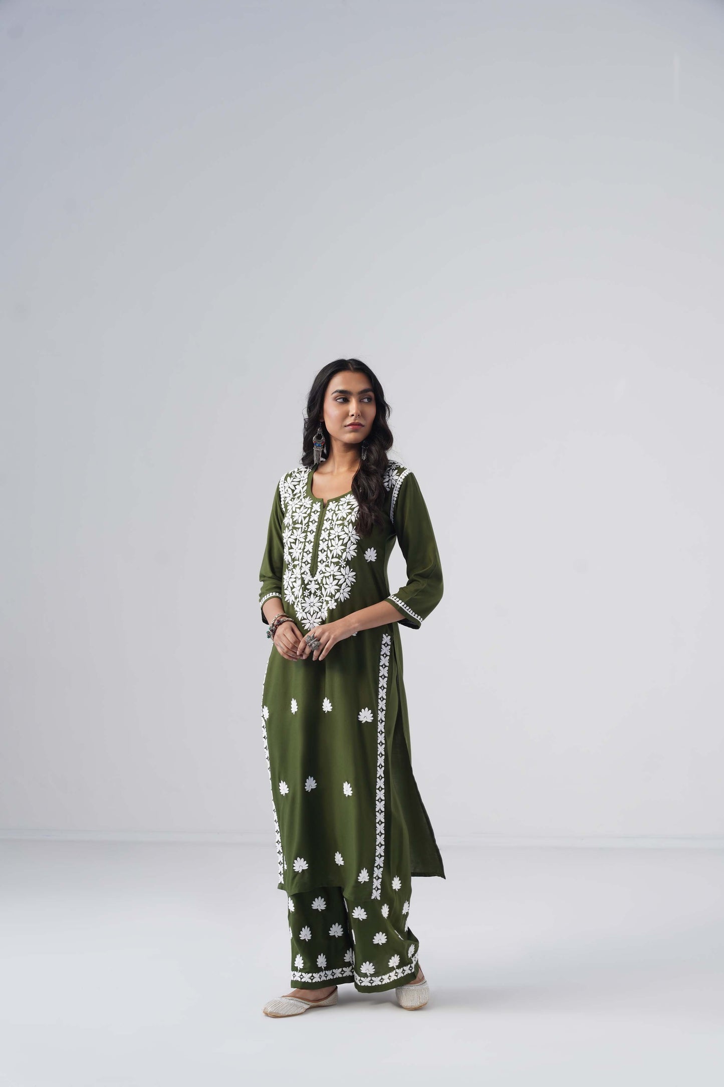 Heer Oliver green Rayon Kurta Palazzo set