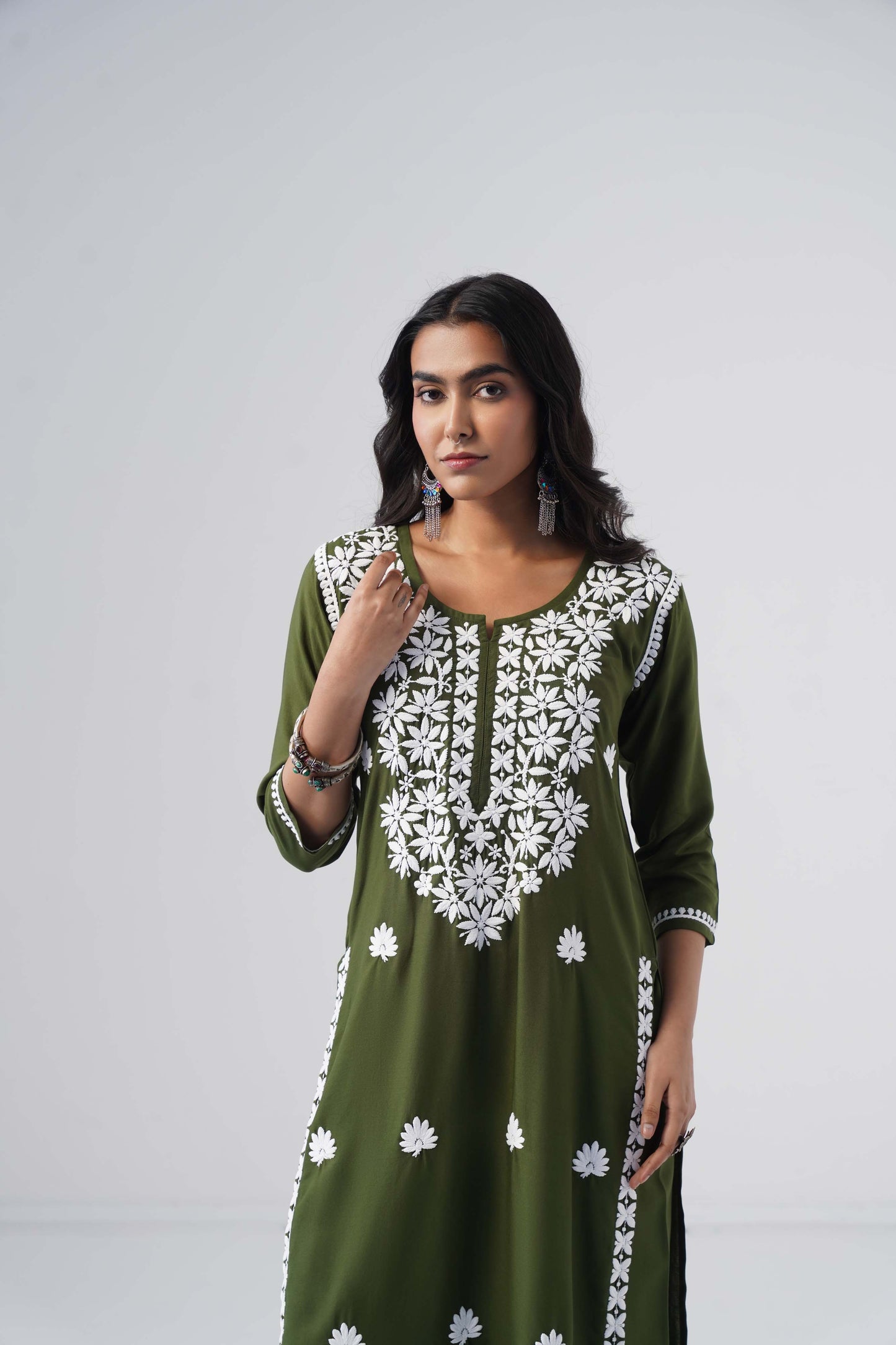 Heer Oliver green Rayon Kurta Palazzo set