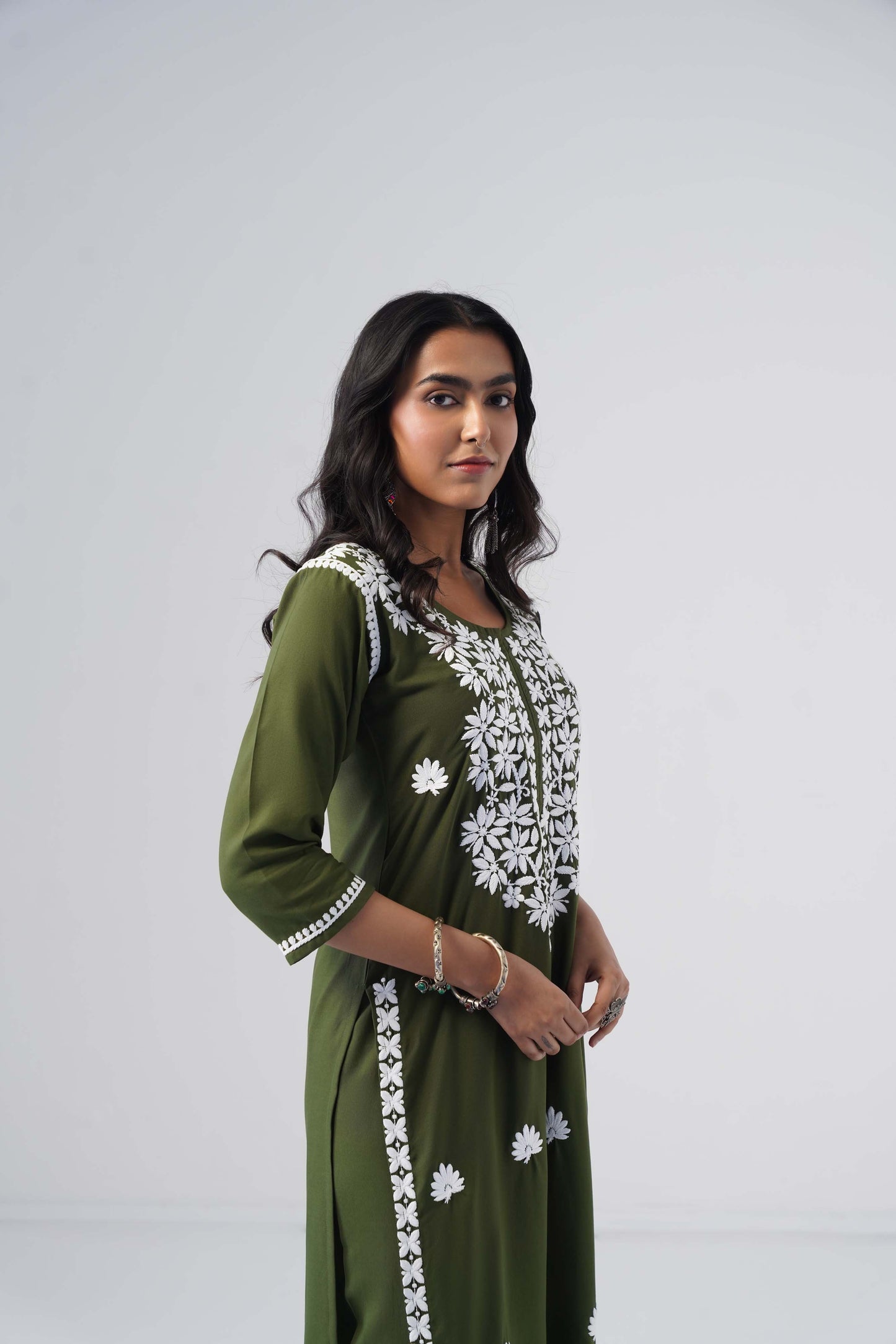 Heer Oliver green Rayon Kurta Palazzo set