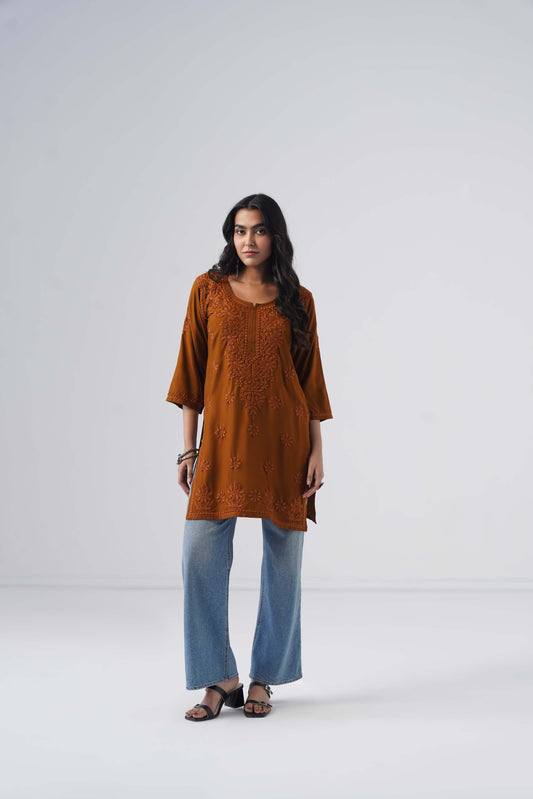 Tira Rust Short Rayon Kurta
