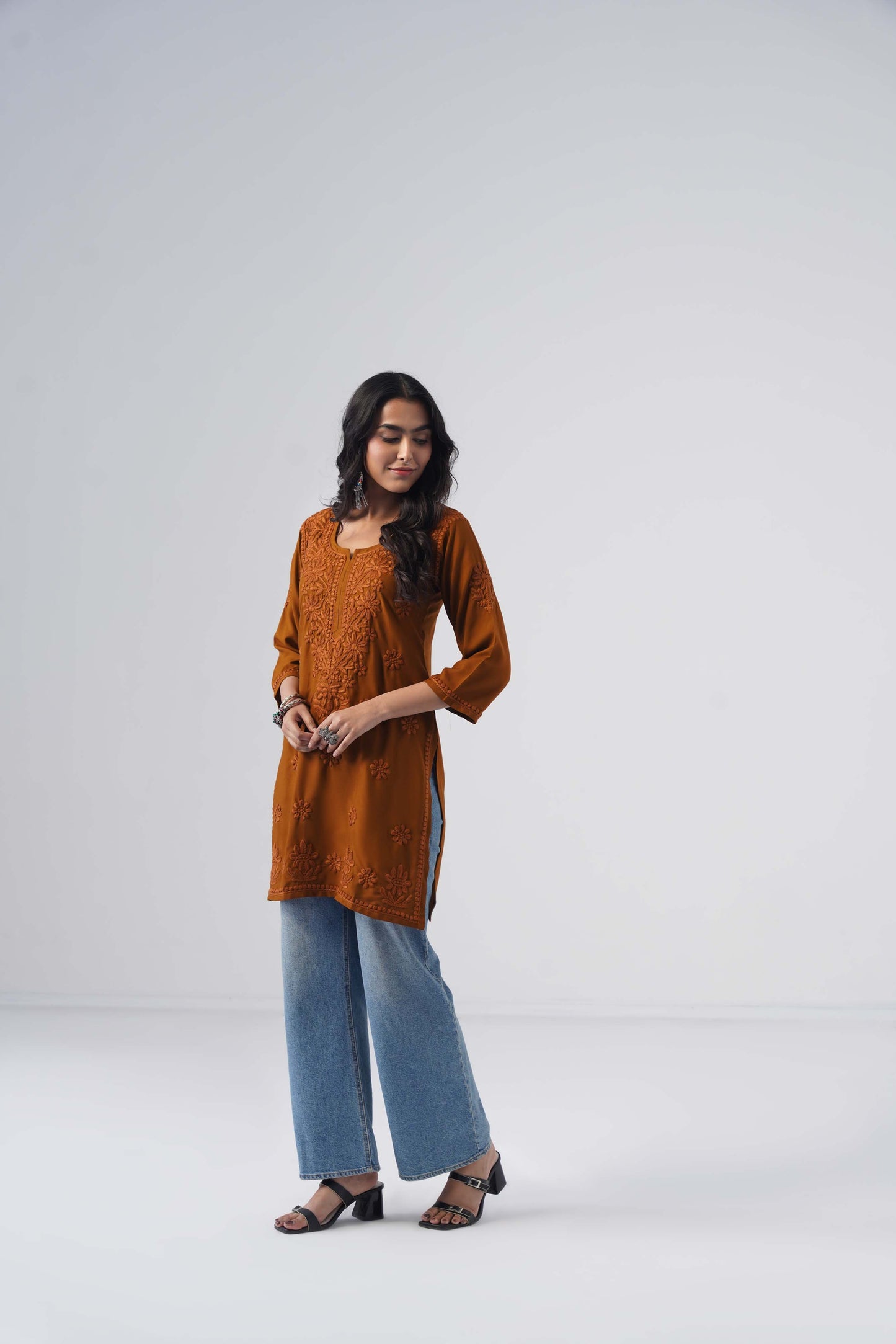 Tira Rust Short Rayon Kurta