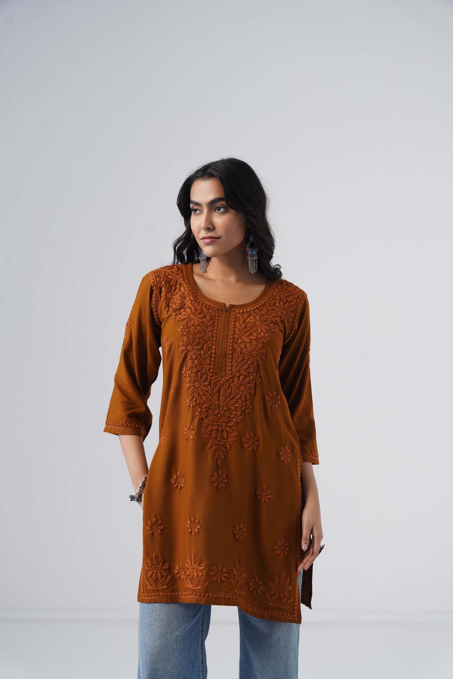 Tira Rust Short Rayon Kurta