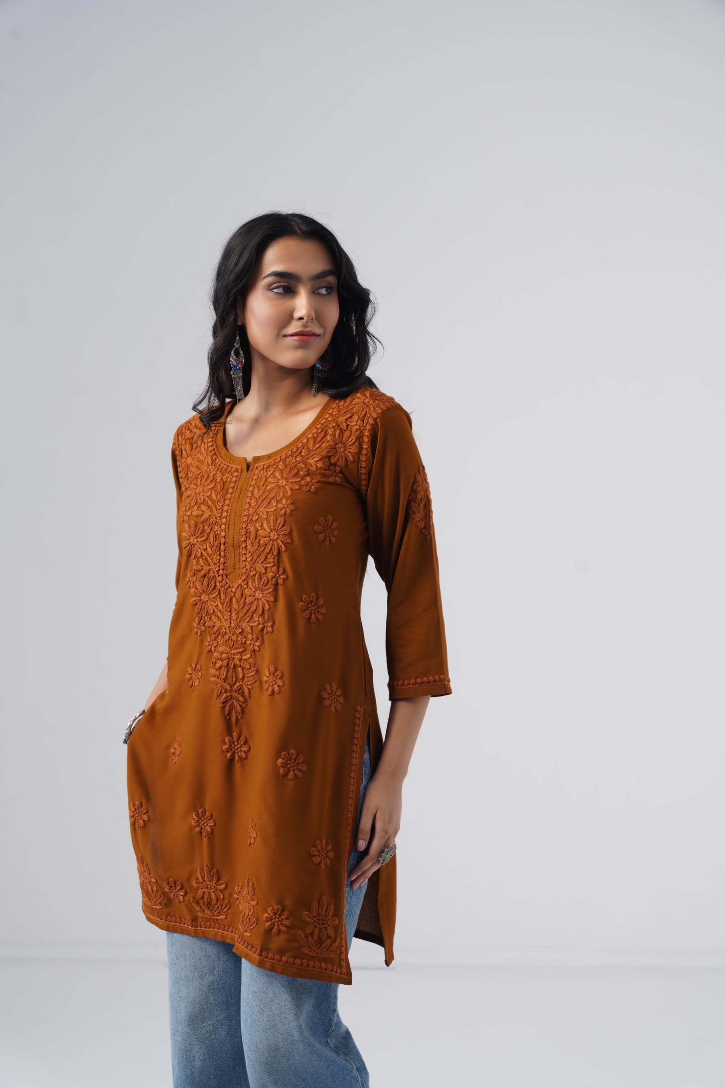 Tira Rust Short Rayon Kurta