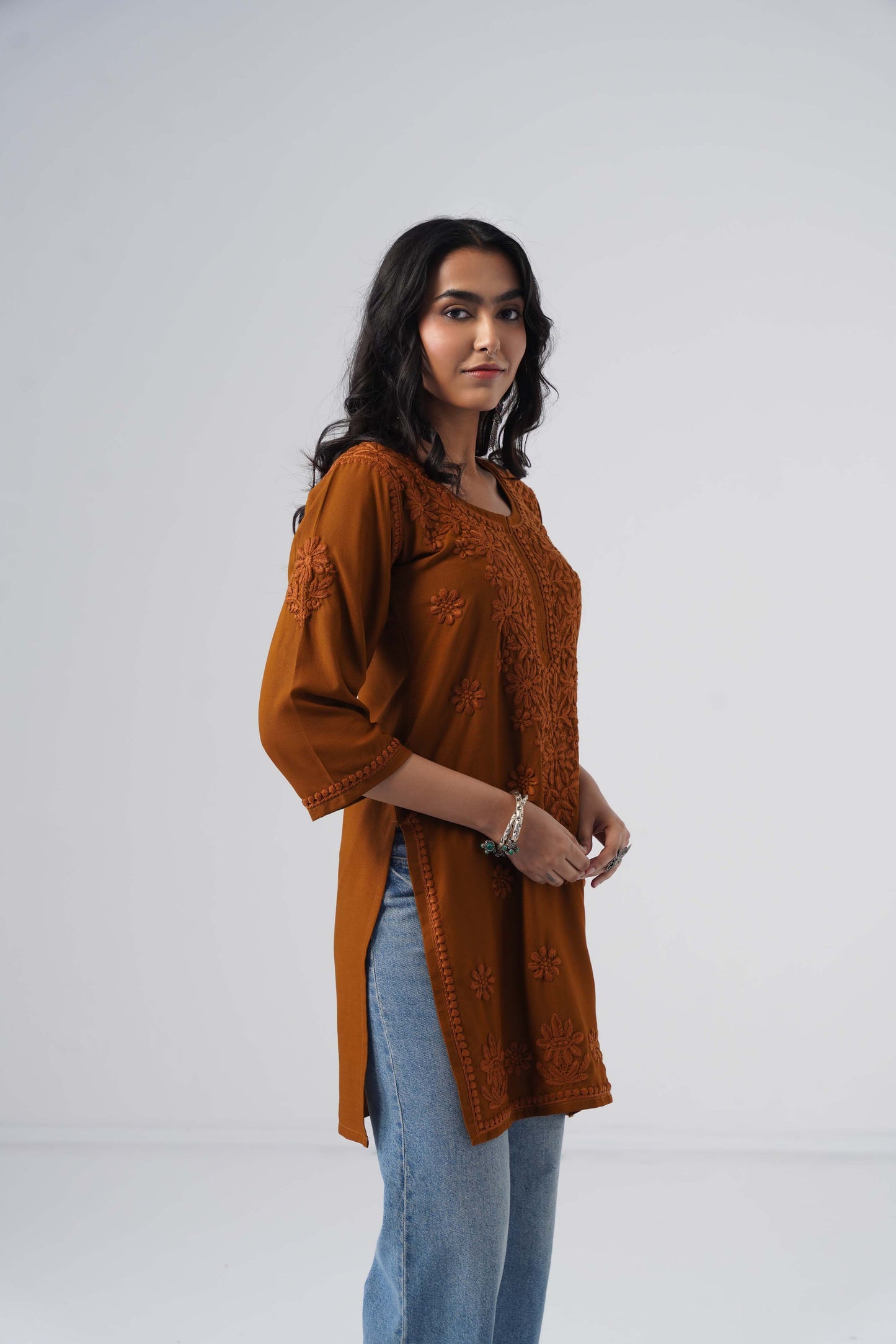 Tira Rust Short Rayon Kurta