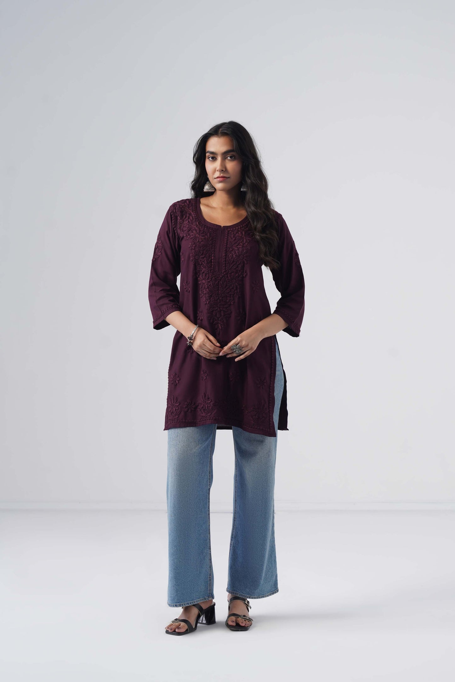 Tira Plum Short Rayon Kurta
