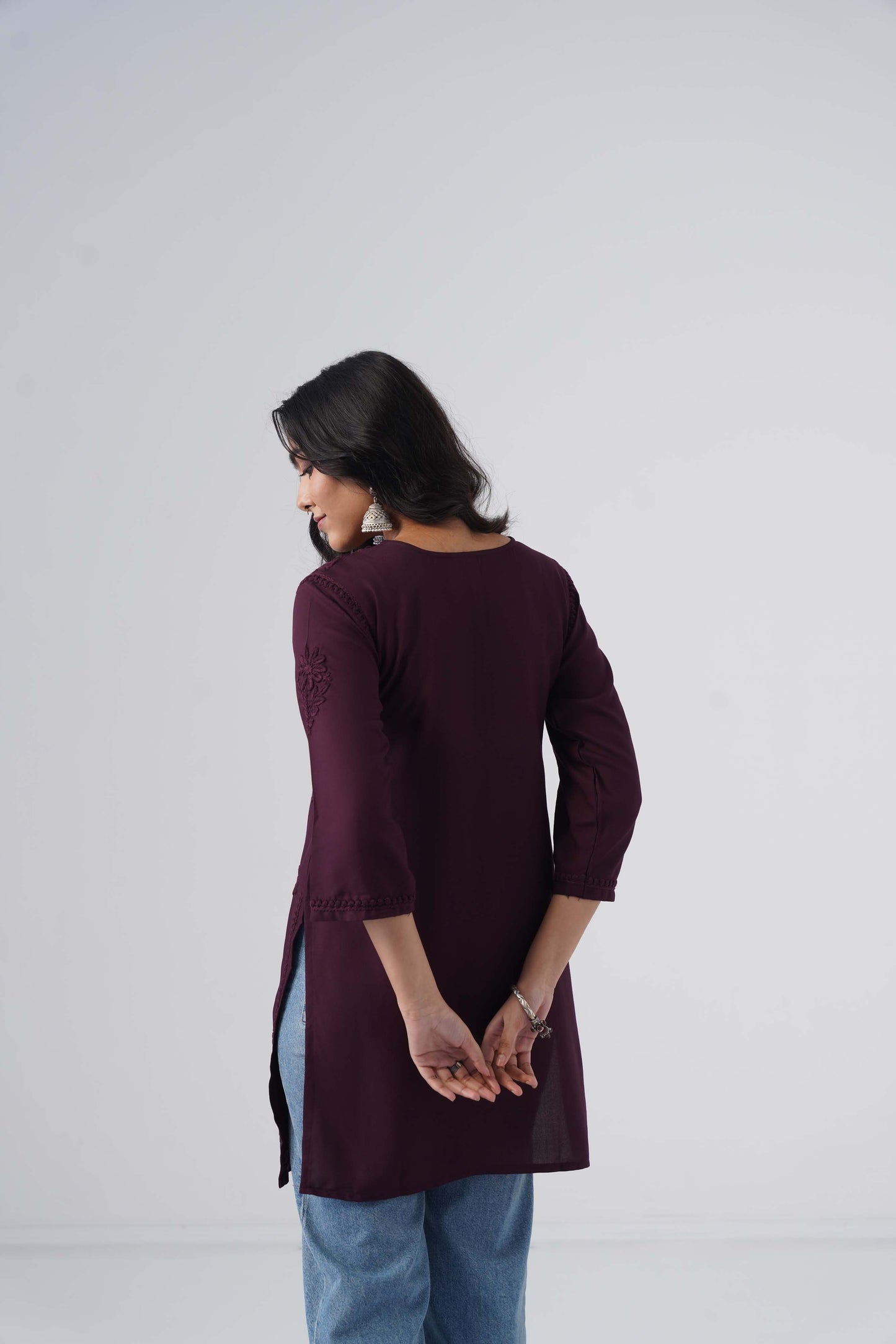 Tira Plum Short Rayon Kurta