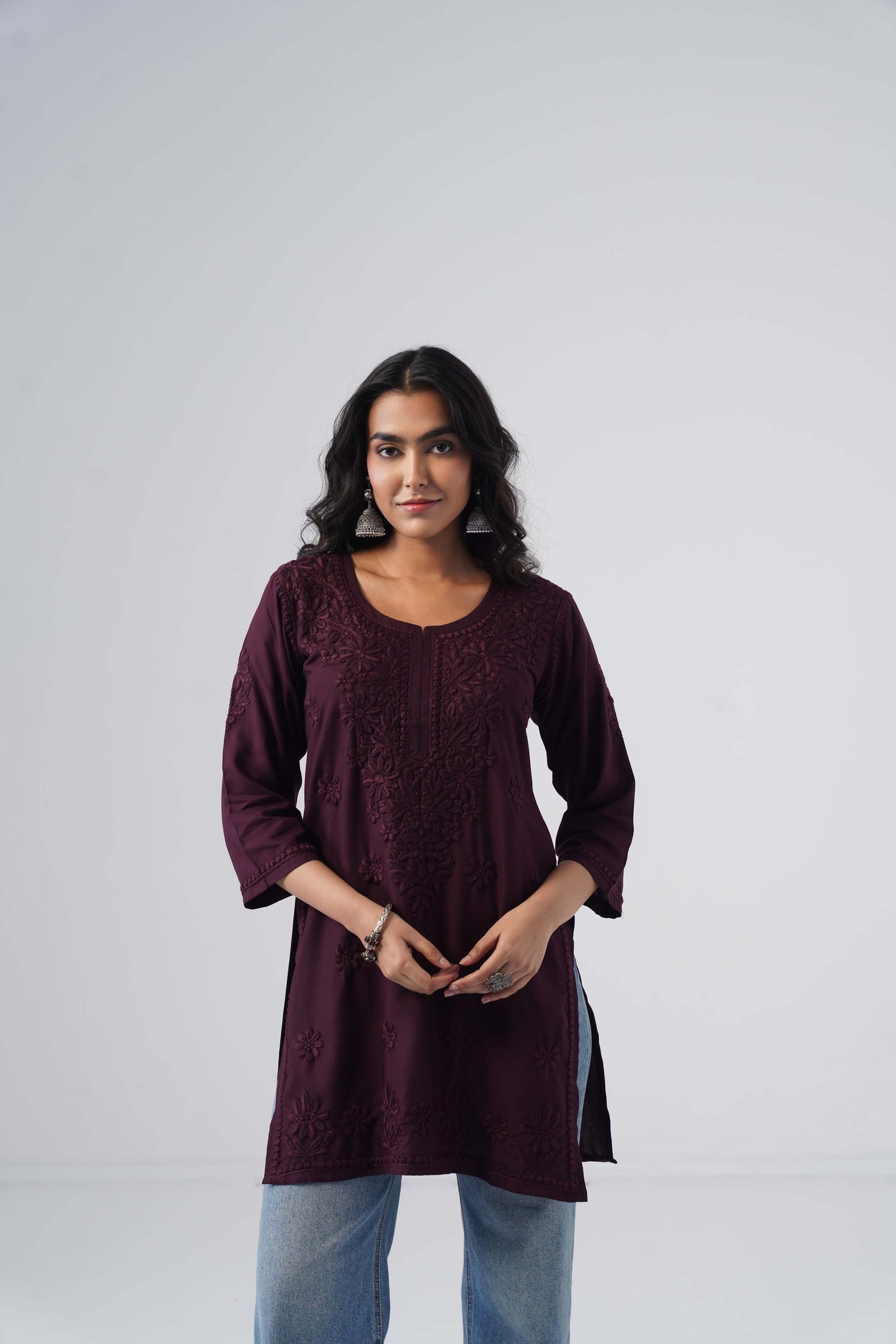 Tira Plum Short Rayon Kurta