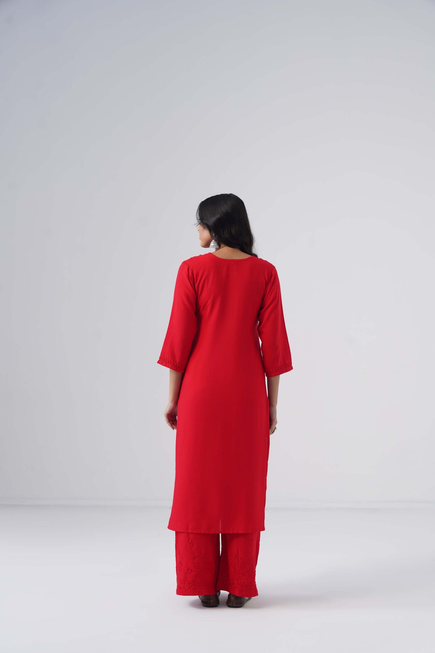 Maahi red Rayon Kurta Pant set