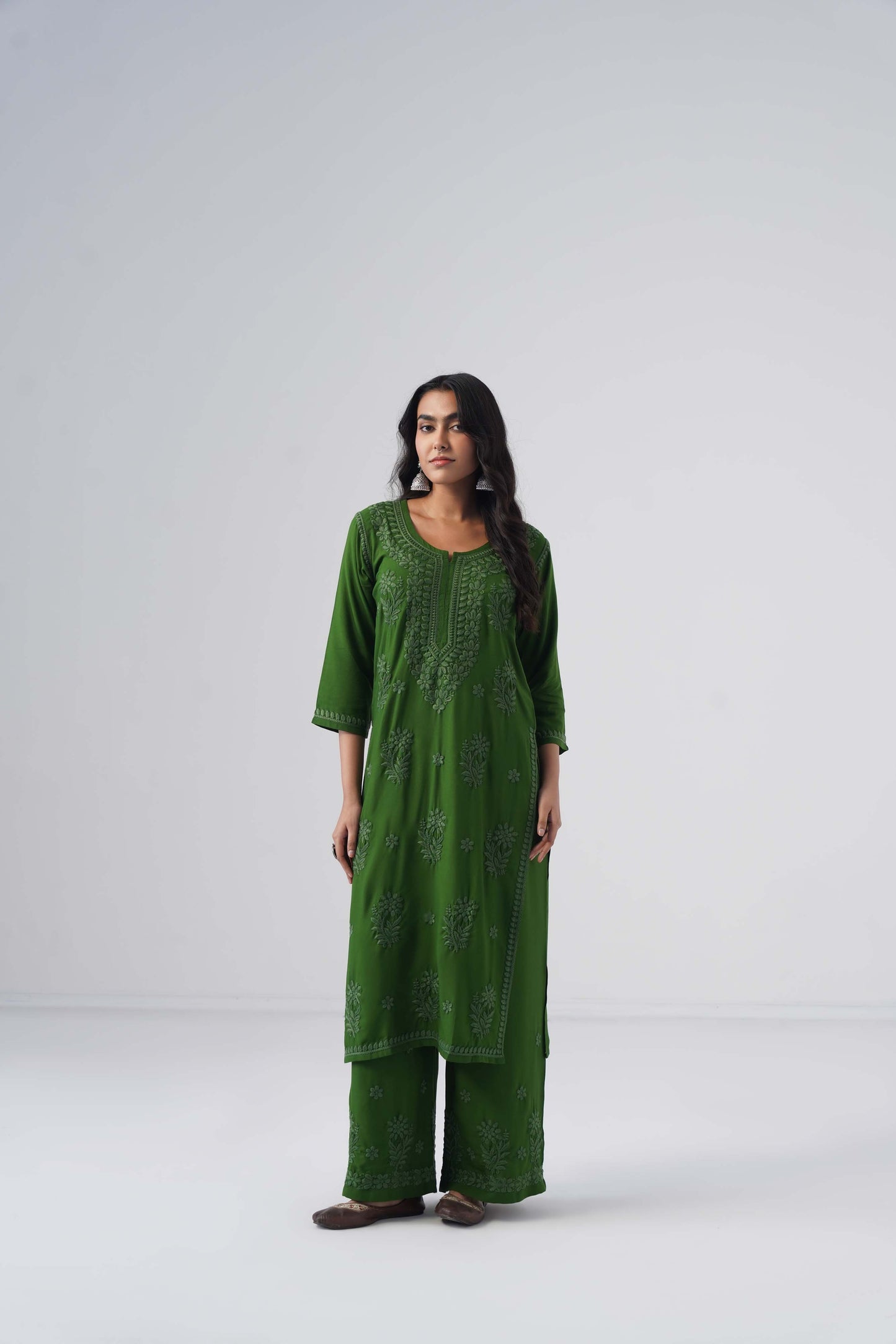 Maahi olive Rayon Kurta Pant set