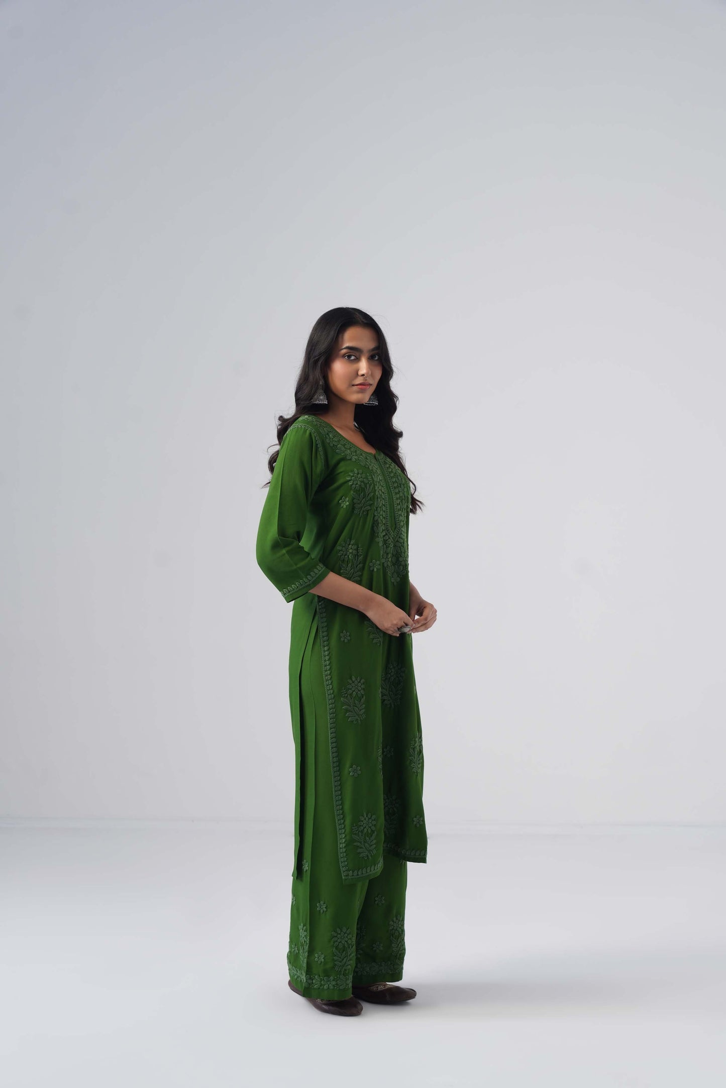 Maahi olive Rayon Kurta Pant set