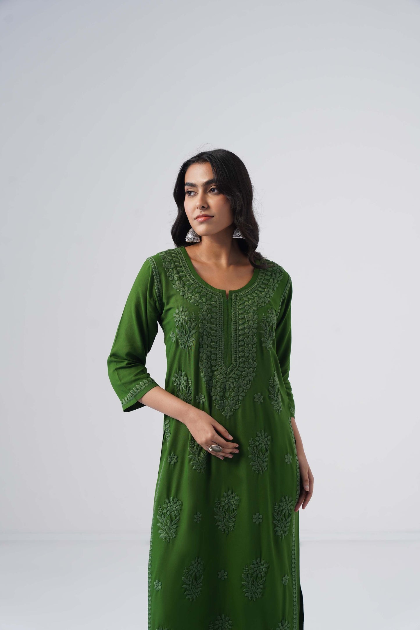 Maahi olive Rayon Kurta Pant set